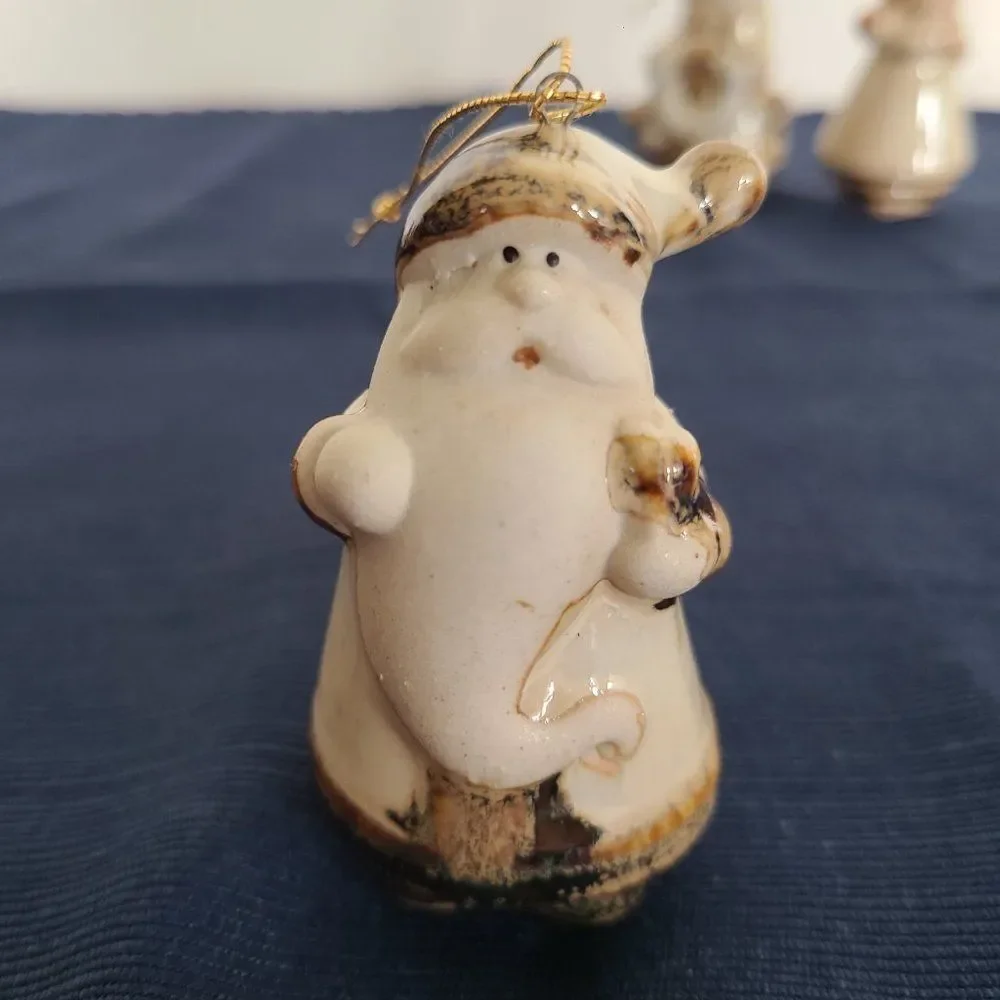 Pier 1 Ceramic Ornaments Set of 10 Pottery Art Santa Snowman Moose Bear Angel